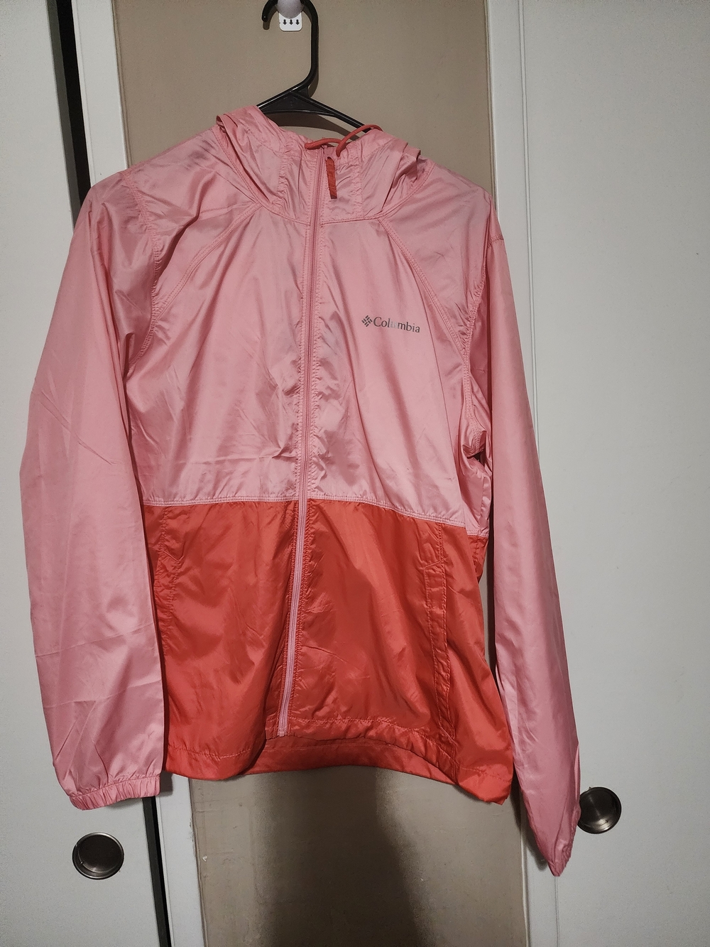 Columbia Women Two-Tone Pink & Coral Hooded Raincoat